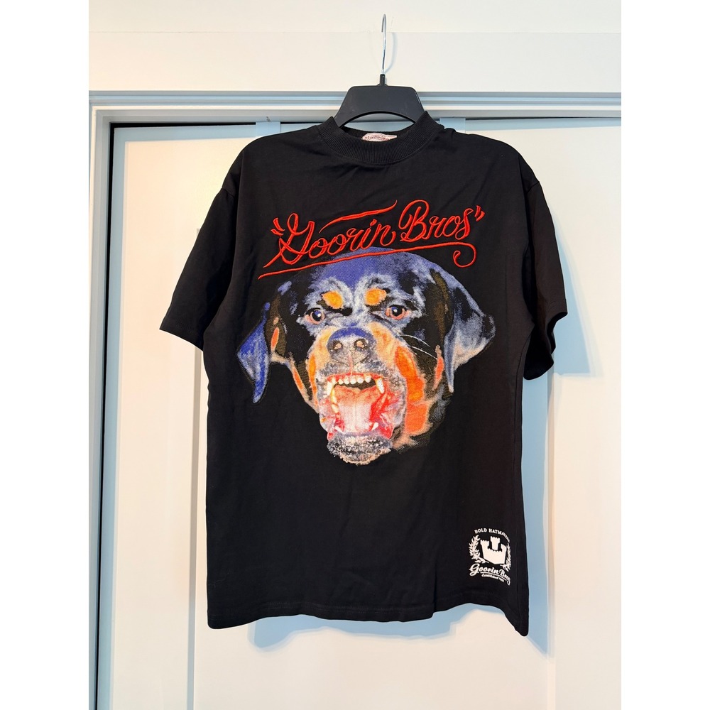 Goorin Bros Mens Rottweiler Graphic T-Shirt Black Cotton Embroidered Script S